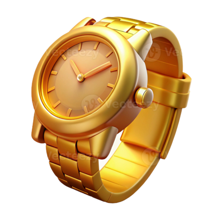 a gold watch on a white background