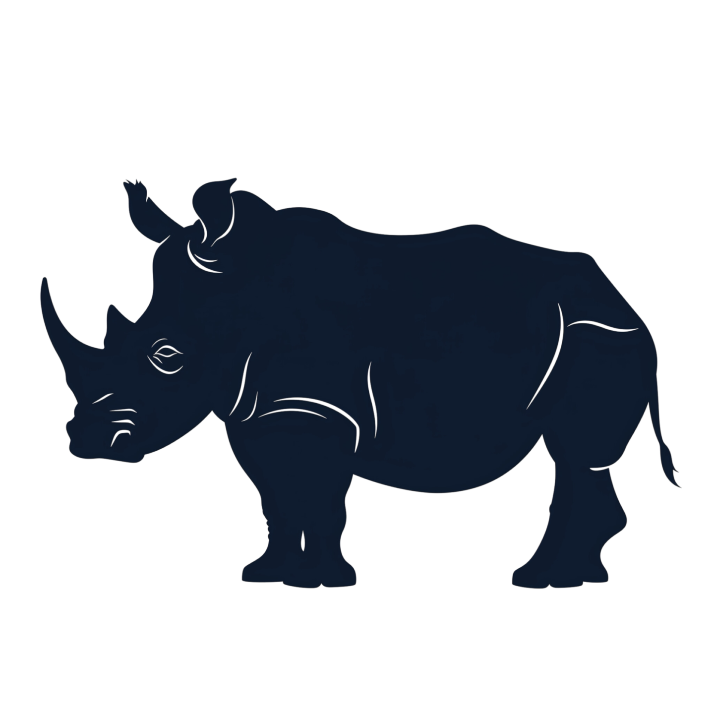 a rhino silhouetted on a white background