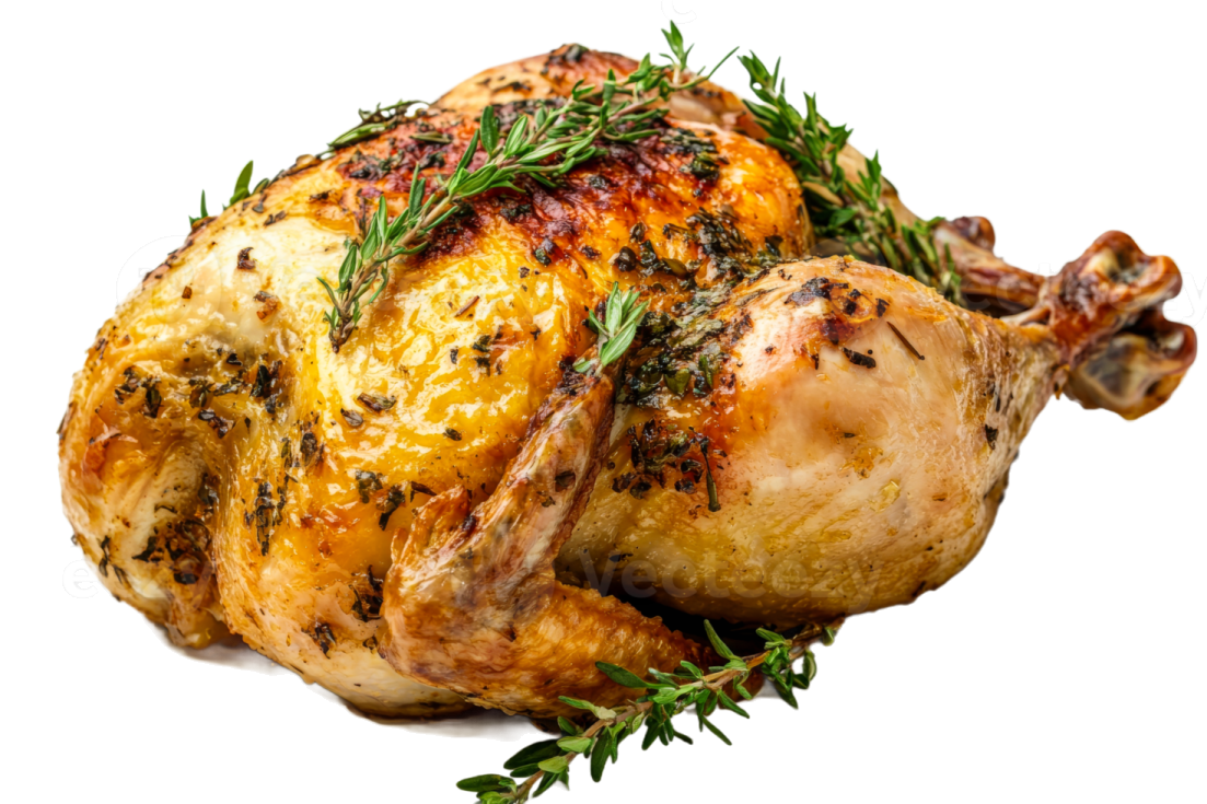 a roasted chicken on a white background