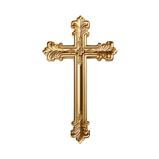 a gold cross on a white background