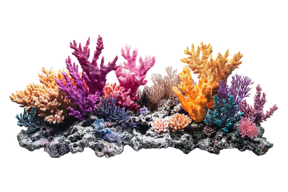 a group of corals on a white background