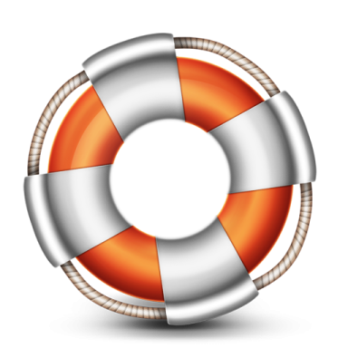 an orange and white life preserver on a white background