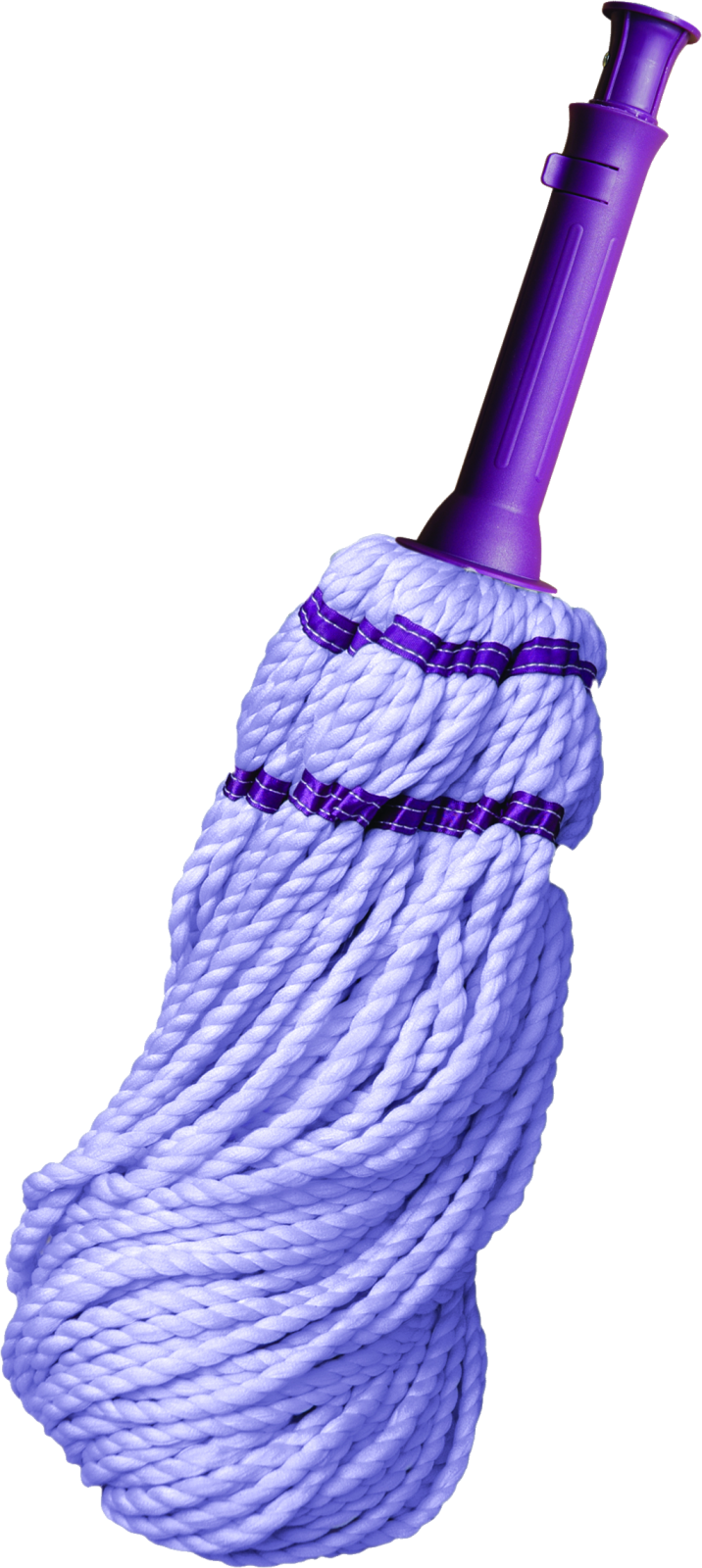 a purple mop on a white background