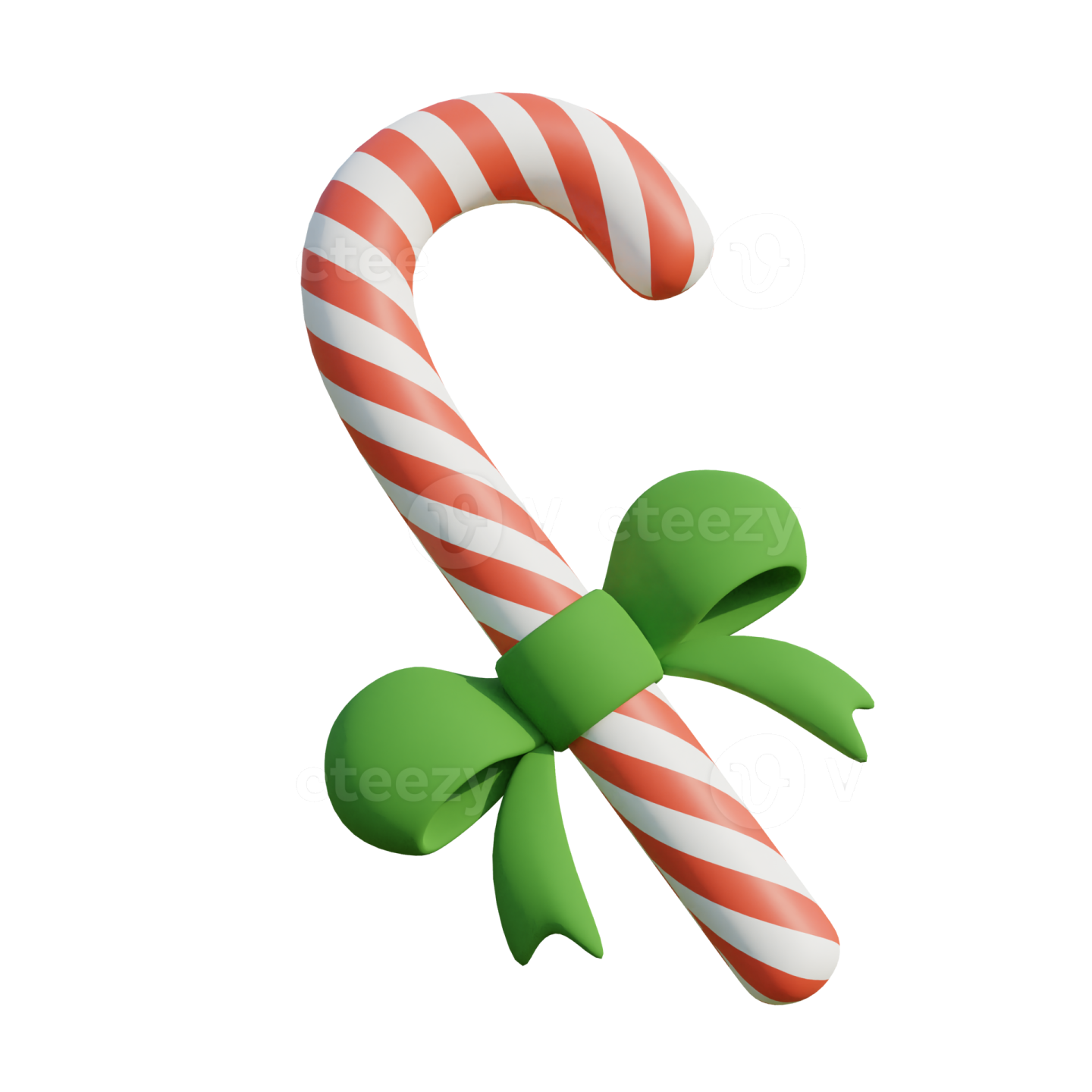a candy cane with a green bow on top
