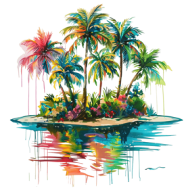 a tropical island with palm trees