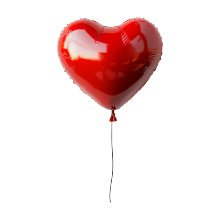 a red heart balloon on a white background