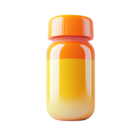 a bottle of orange and yellow liquid