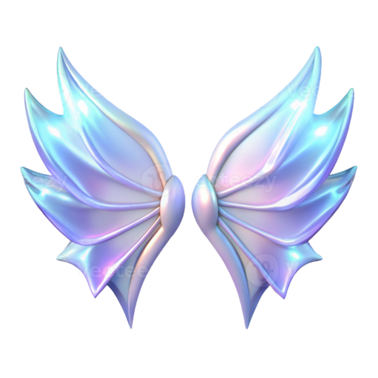 a pair of blue wings on a white background