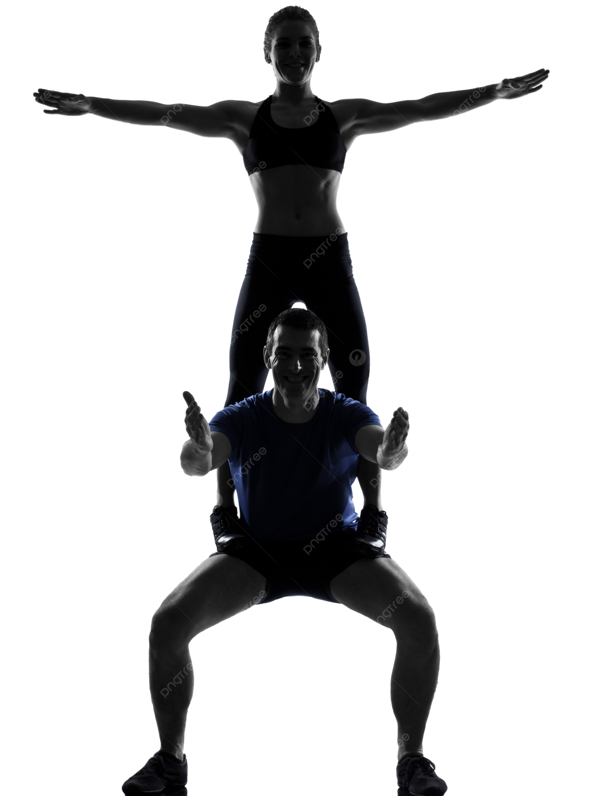 a man and woman in silhouette on a white background