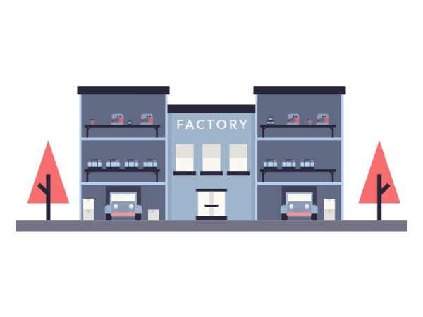 a building with the words factory on it