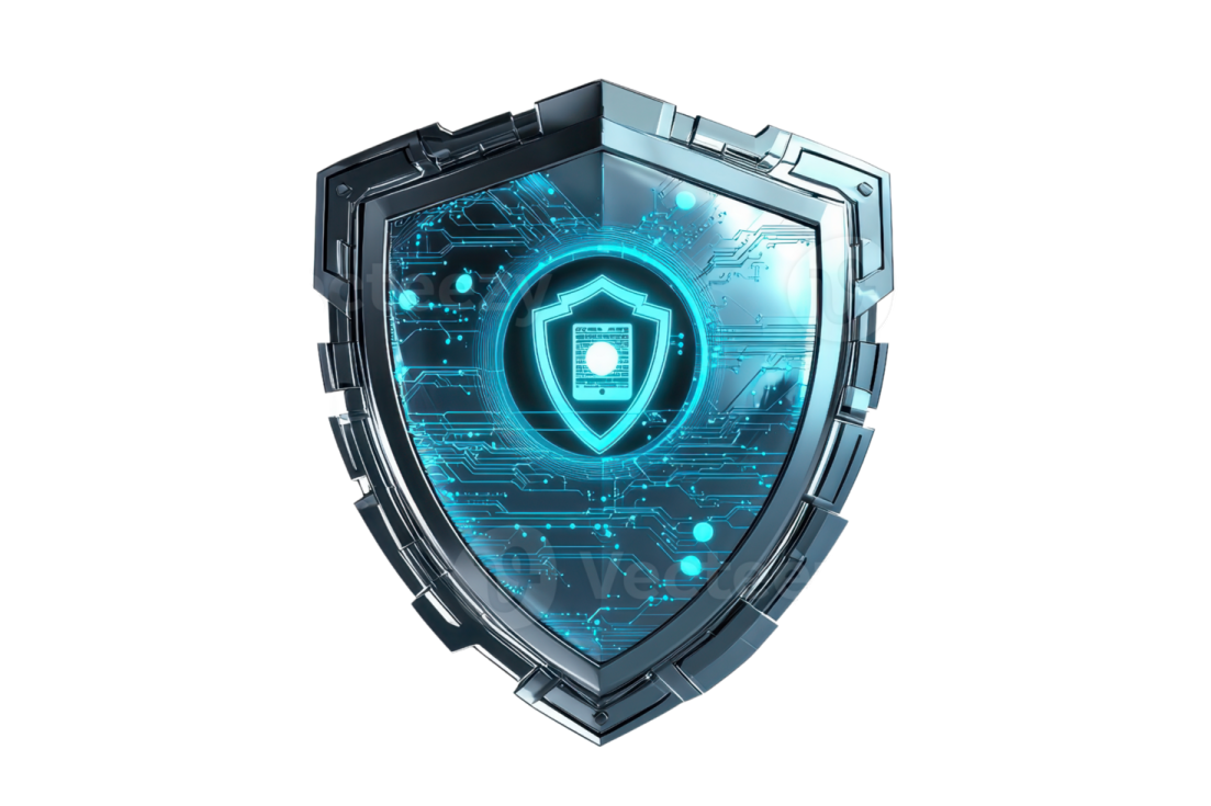 a blue shield with the word cyber on it