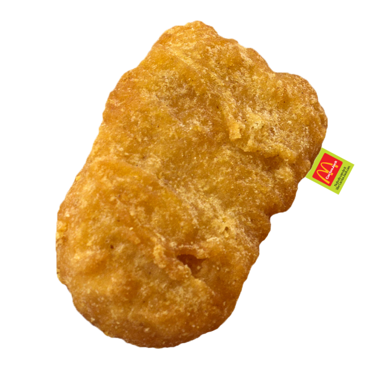 a piece of fried chicken on a white background