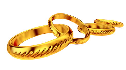 two gold wedding rings