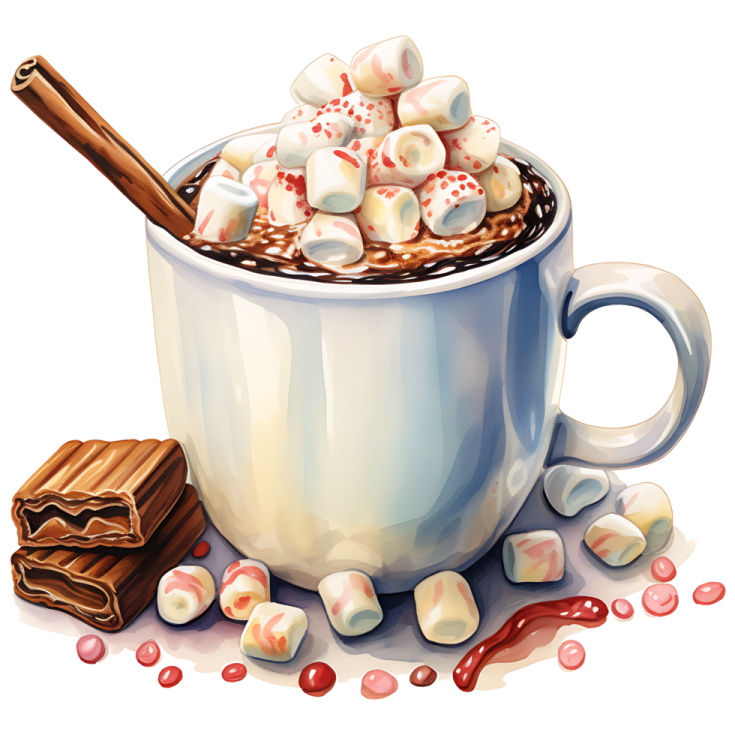 a cup filled with hot chocolate and marsh
