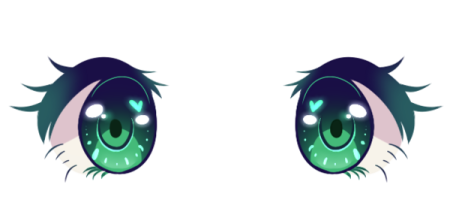 an anime girl's eyes with green eyes