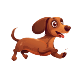 a brown dog running on a white background