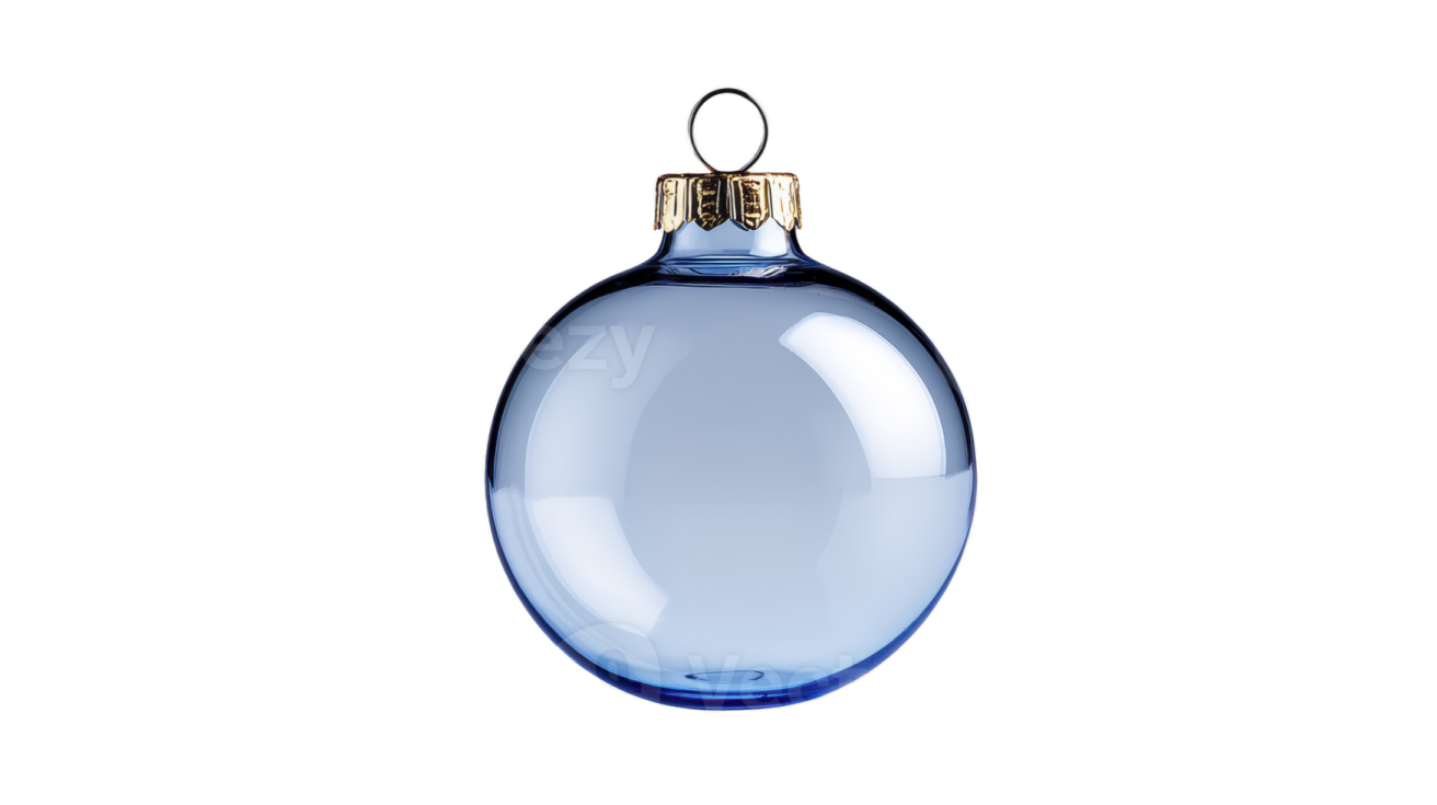 a blue christmas orname on a white background