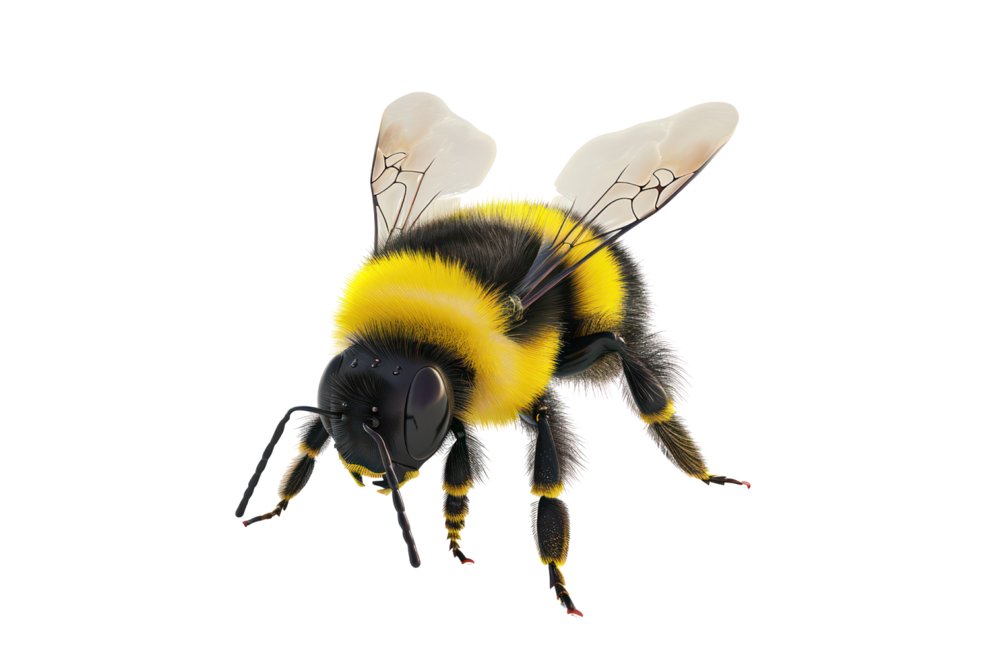 a close up of a bee on a white background