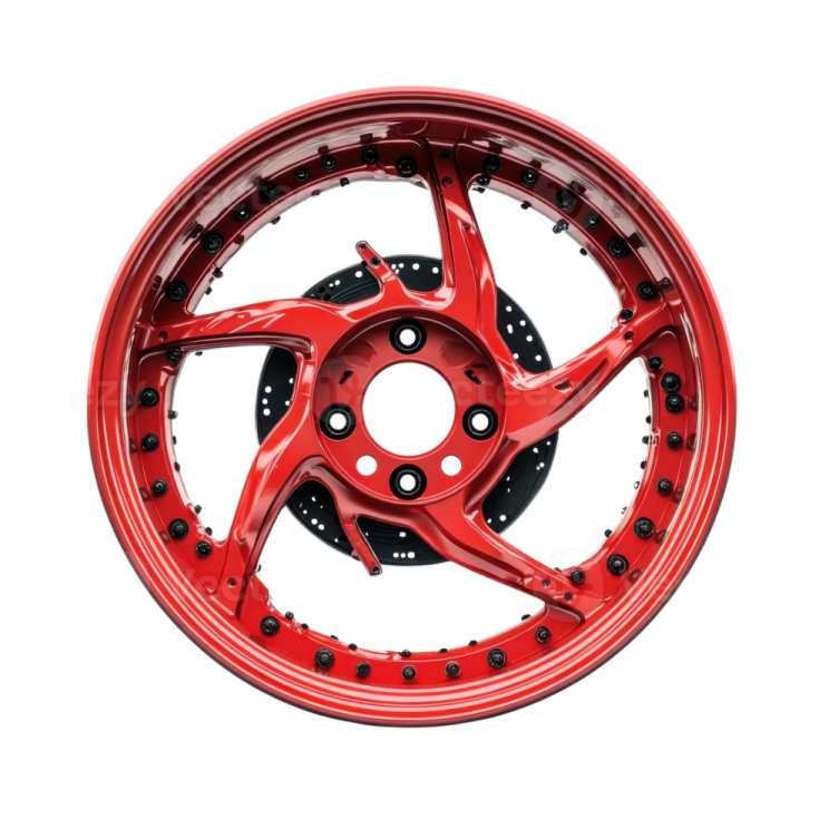 a red wheel on a white background
