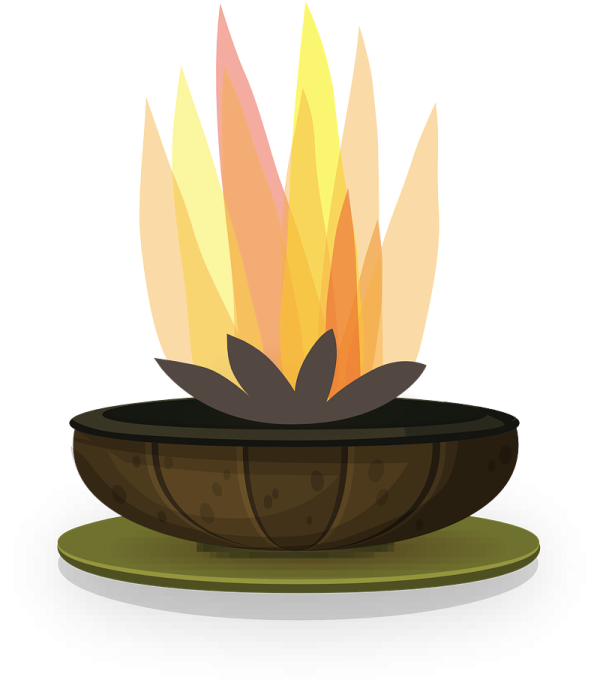 a bowl with fire in it