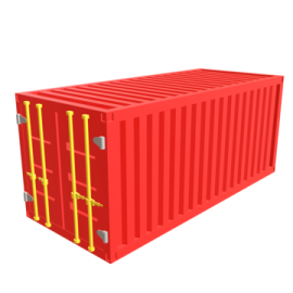 a red shipping container