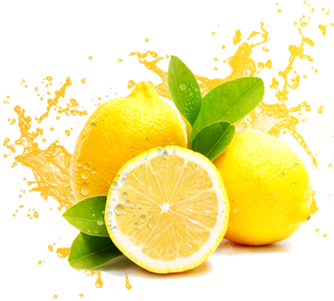 two lemons with a splash of orange juice