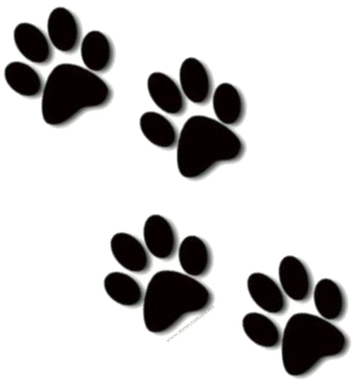 black paw prints on white background