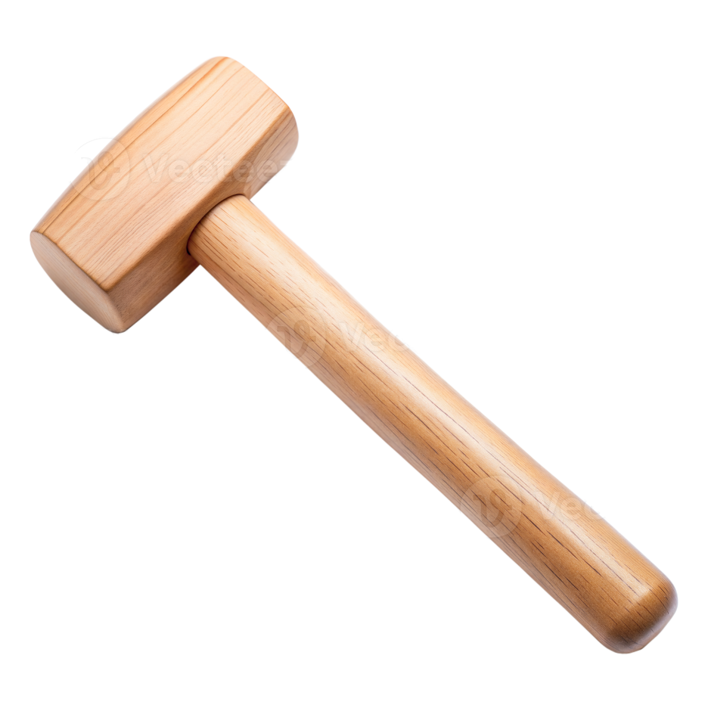 a wooden hammer on a white background