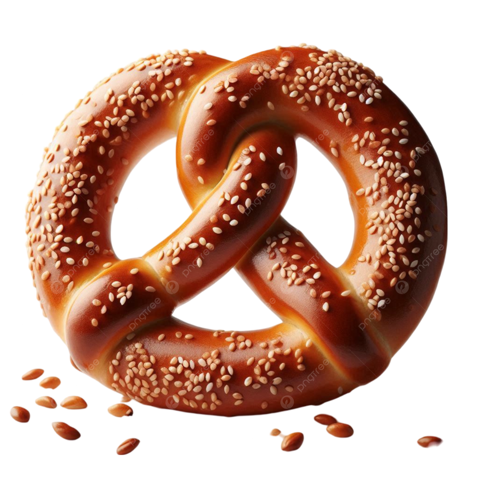 two pretzes with sesame seeds - food objects