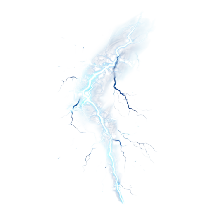 a blue lightning bolt on a white background