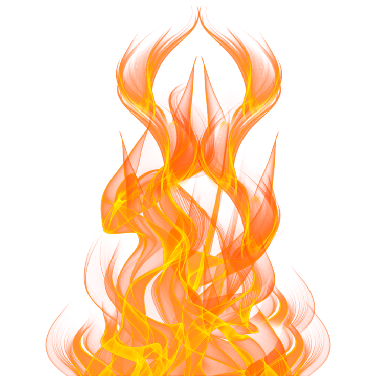 a burning flame on a white background