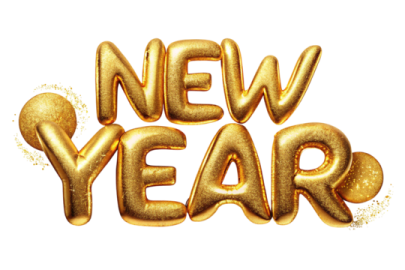 a gold foil balloon with the words new year