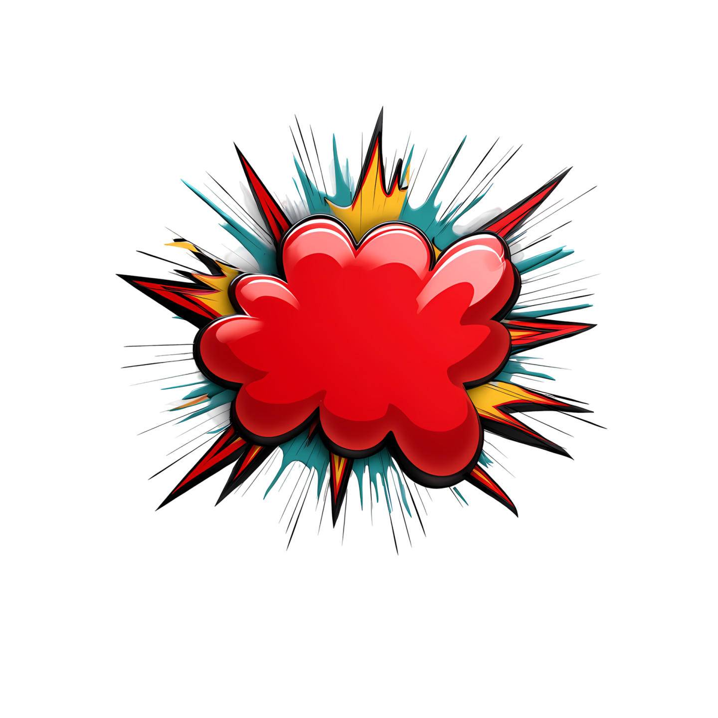 a red heart in the center of an explosion