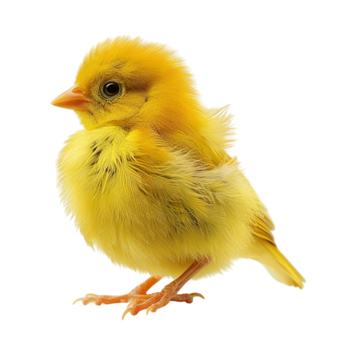a small yellow bird on a white background