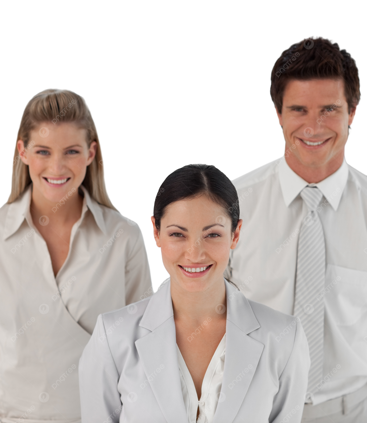 a group of business people posing for the camera