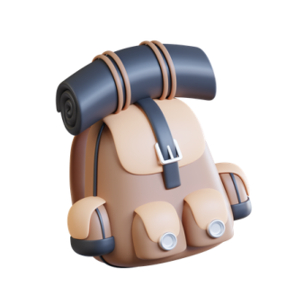 the back of a brown and black backpack