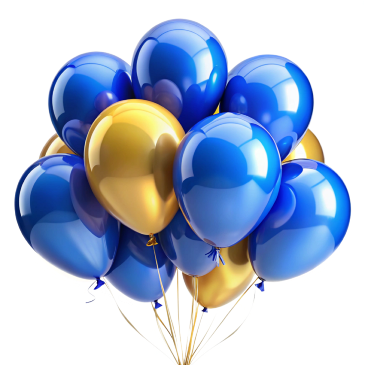blue and gold balloons
