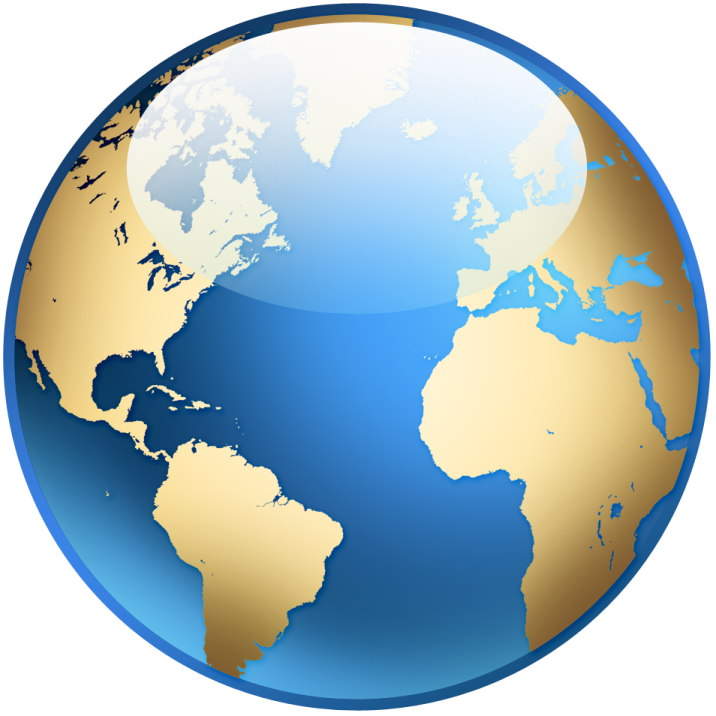 a blue and gold globe