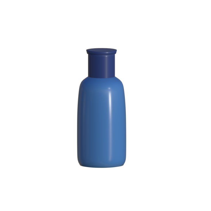 a blue plastic bottle on a white background