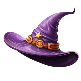 a purple witch hat with a star on it