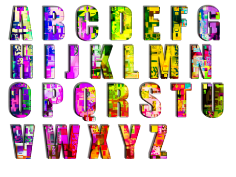 a set of colorful alphabet letters