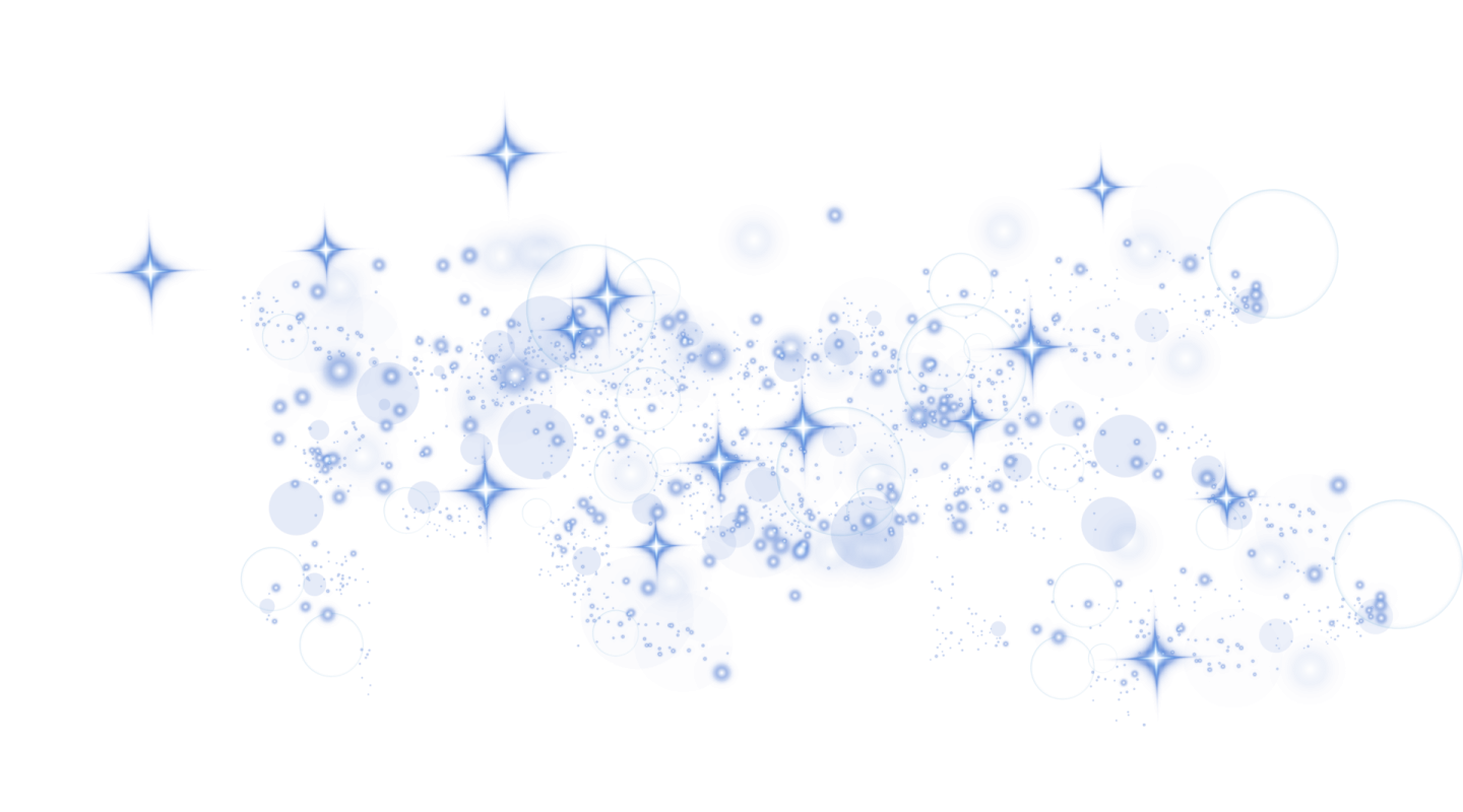 a white background with blue circles and stars