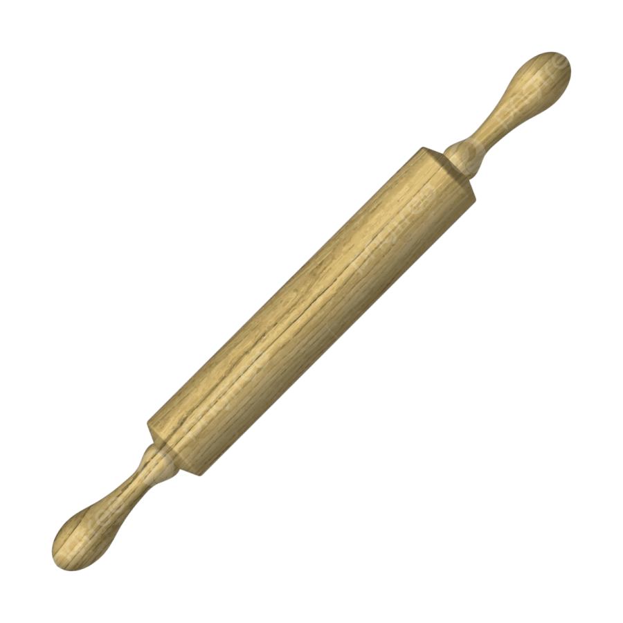 a wooden dowe with a wood handle