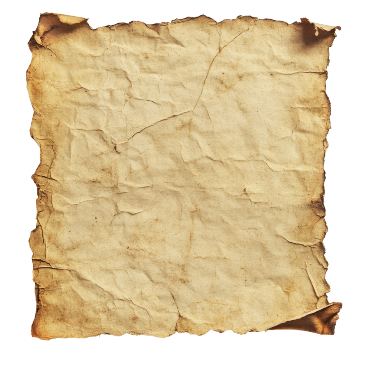 a piece of old paper on a white background