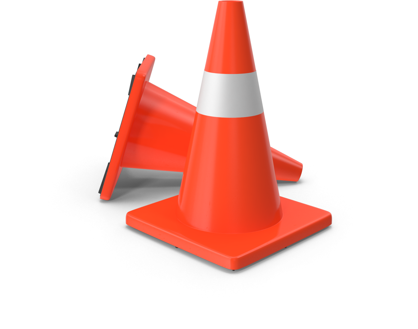 an orange traffic cone on a white background
