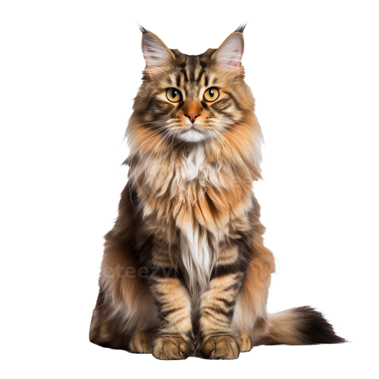 a long haired cat sitting on the floor
