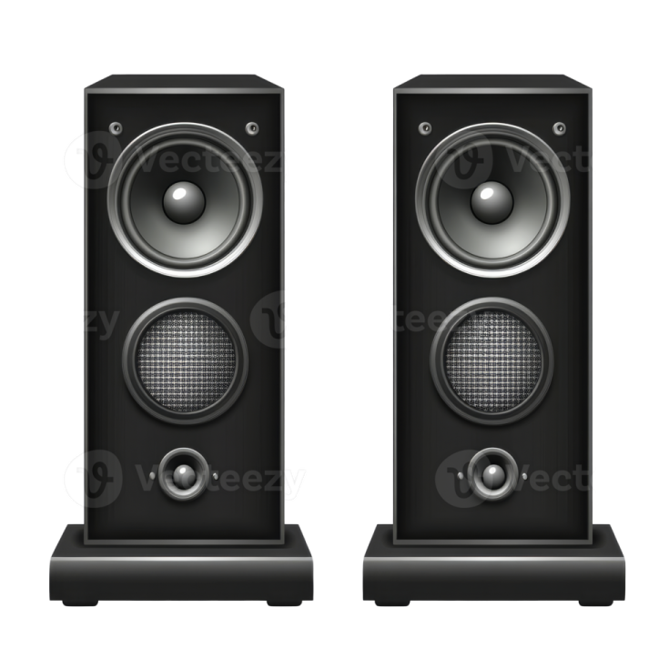 a pair of speakers on white background
