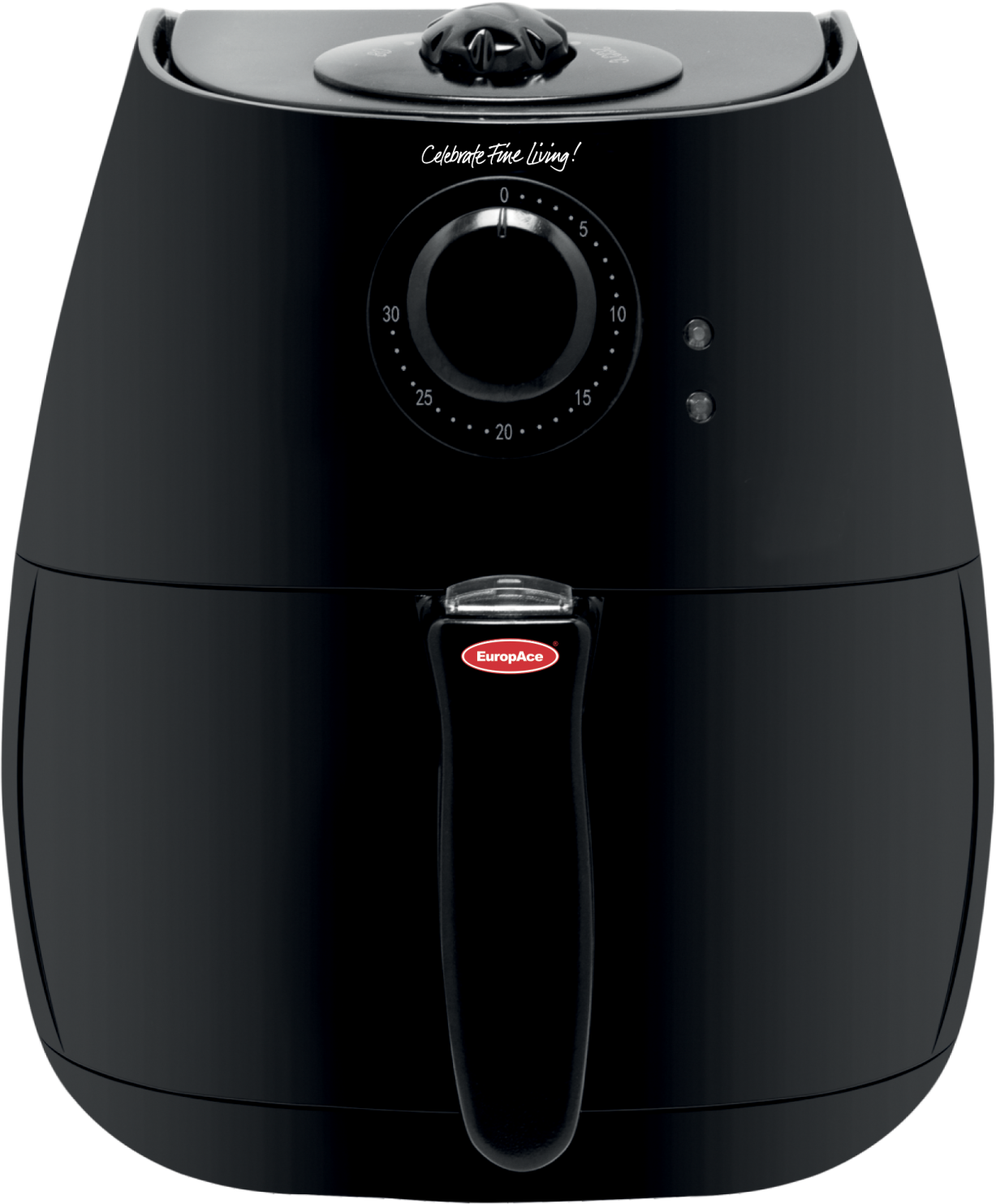 a black air fryer on a white background