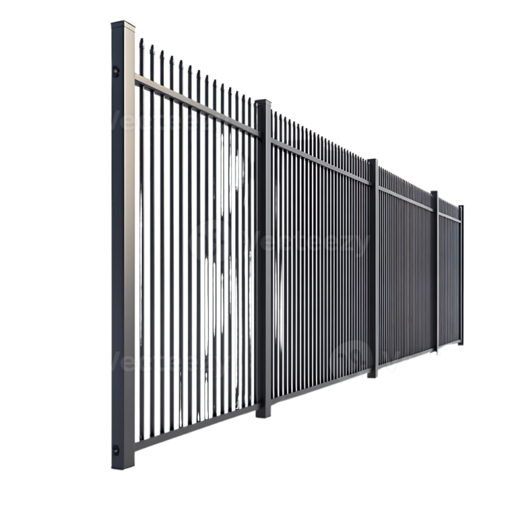 a black steel fence on a white background