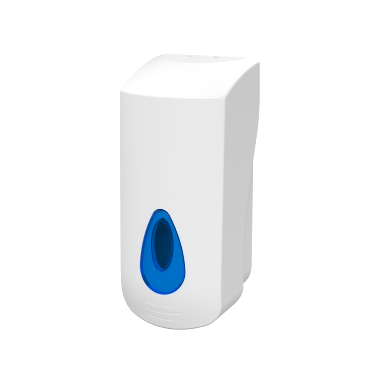 an image of a white and blue hand dryer